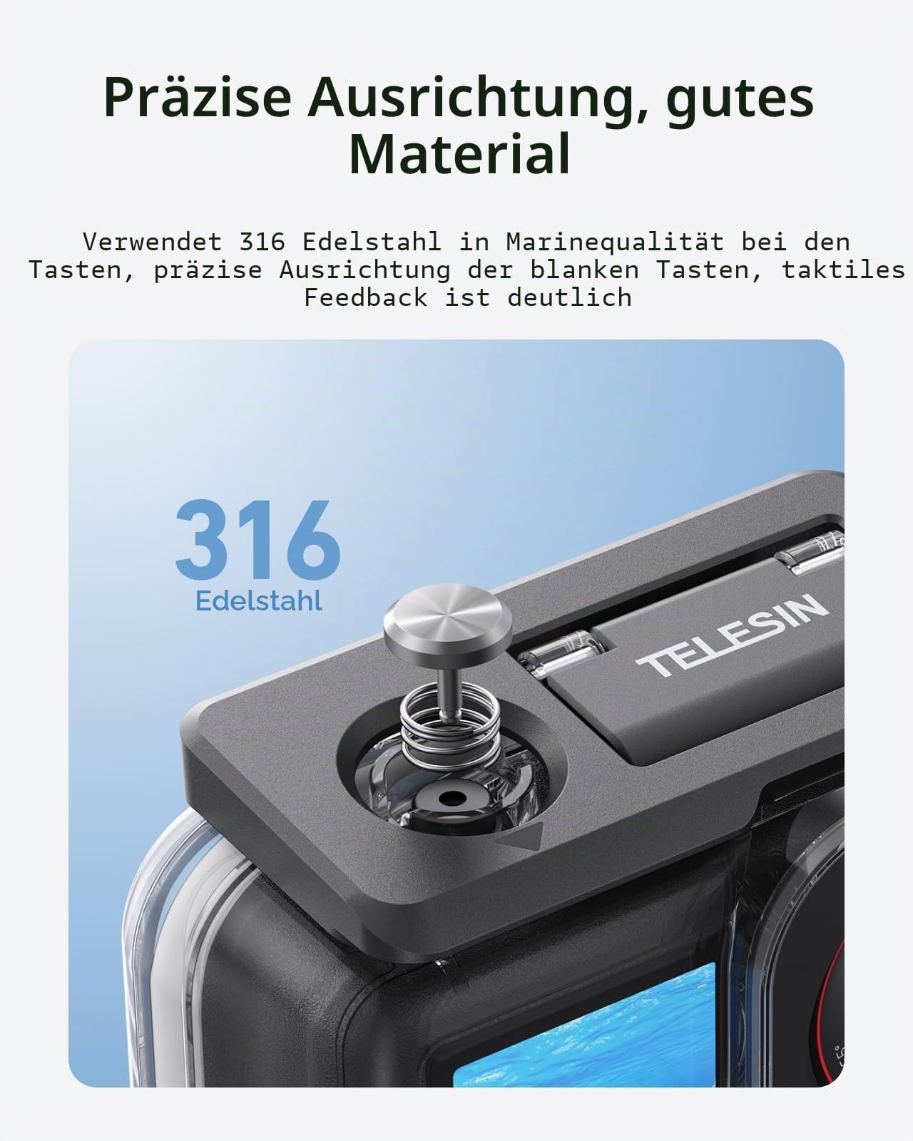 TELESIN wasserdichte Hülle Set für DJI Action 6, Unterwassergehäuse mit Schwimmender Selfie Stick & Schnellwechselhalterung, 60M/196FT Tauchgeeignet für Schnorcheln & Tauchen, Action 6 Zubehör