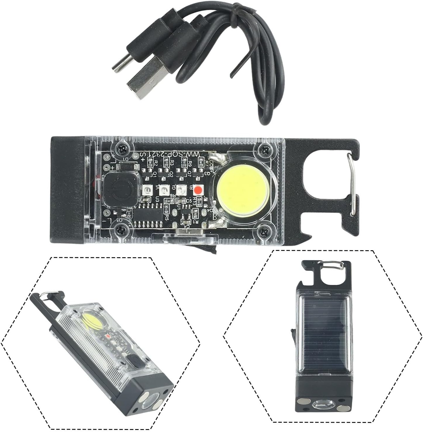 1500 Lumens Rechargeable EDC Flashlight with Solar Panel, USB-C Charging, 9 Lighting Modes, UV Detection, Magnetic Mount, Waterproof for Camping and Outdoor Use image 3