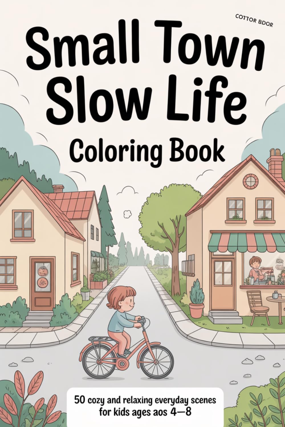 Small Town Slow Life Coloring Book for Kids Ages 4–8: 50 Cozy and Relaxing Everyday Scenes of Peaceful Village Life