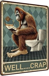 Funny Metal Tin Sign - "WELL CRAP" with Sarcastic Quote - 8x12 Inch Vintage Bathroom Wall Decor, Perfect for the home, cafe, bar or guest restroom.