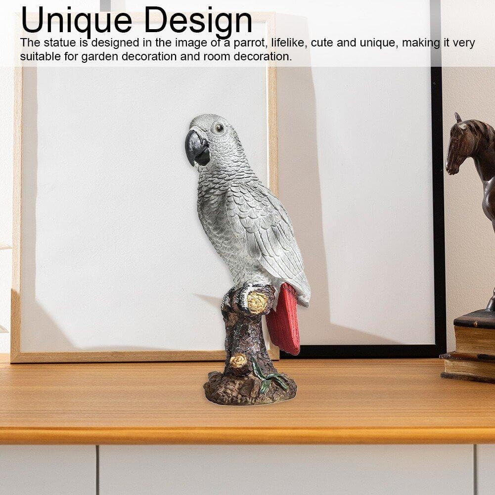 Papageien-Statue Aus Kunstharz – 11x34x14 Cm, Deko Für Regal & Schreibtisch, Naturgetreu