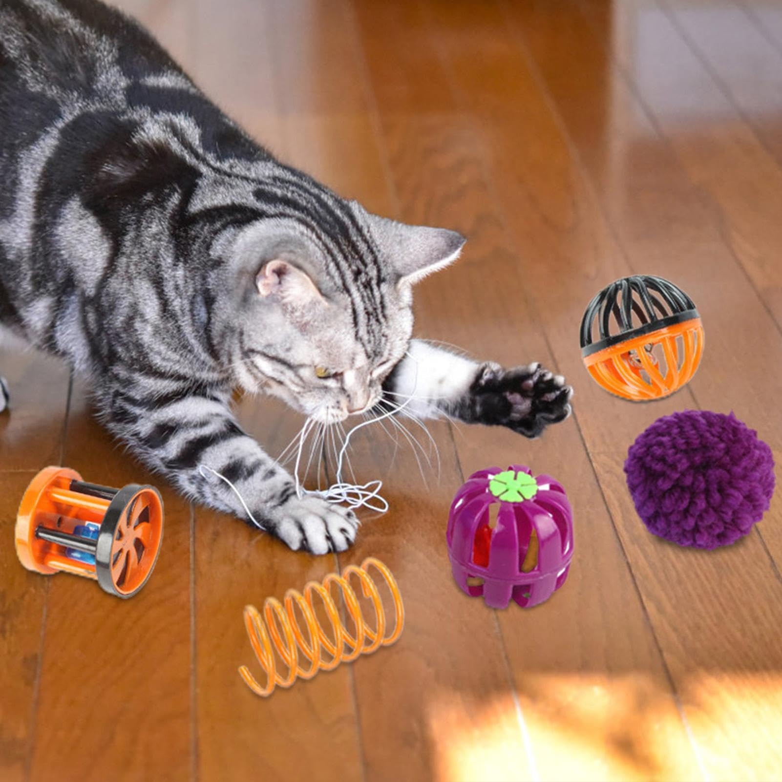 9-teiliges Halloween-Katzenspielzeug-Set Mit Katzenminze - Plüsch, Federn & Bälle Für Interaktiven Spielspaß