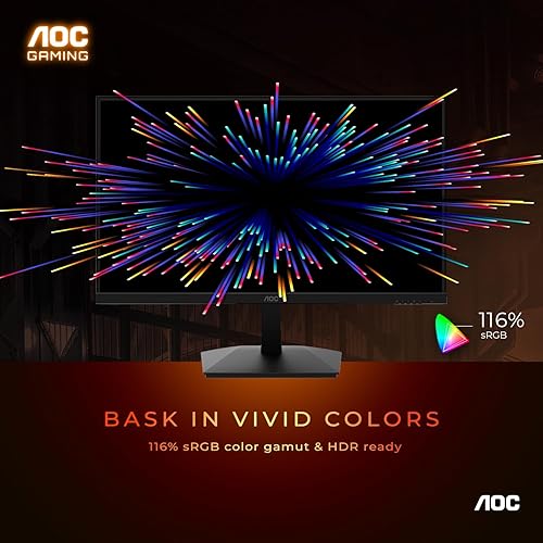Miniatura 5 de AOC Monitor para juegos 24G15N de 24 pulgadas, FHD 1920 x 1080, 180 Hz 1 ms, 1 HDMI 2.0, 1 puerto de pantalla, sin marco de 3 lados, AMD FreeSync,
