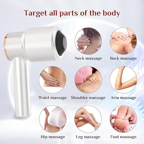 Miniatura 6 de LINTENG Pistola de masaje, masajeador eléctrico inalámbrico para abdomen, cintura, piernas, brazos y glúteos, masajeador corporal con dos cabezales