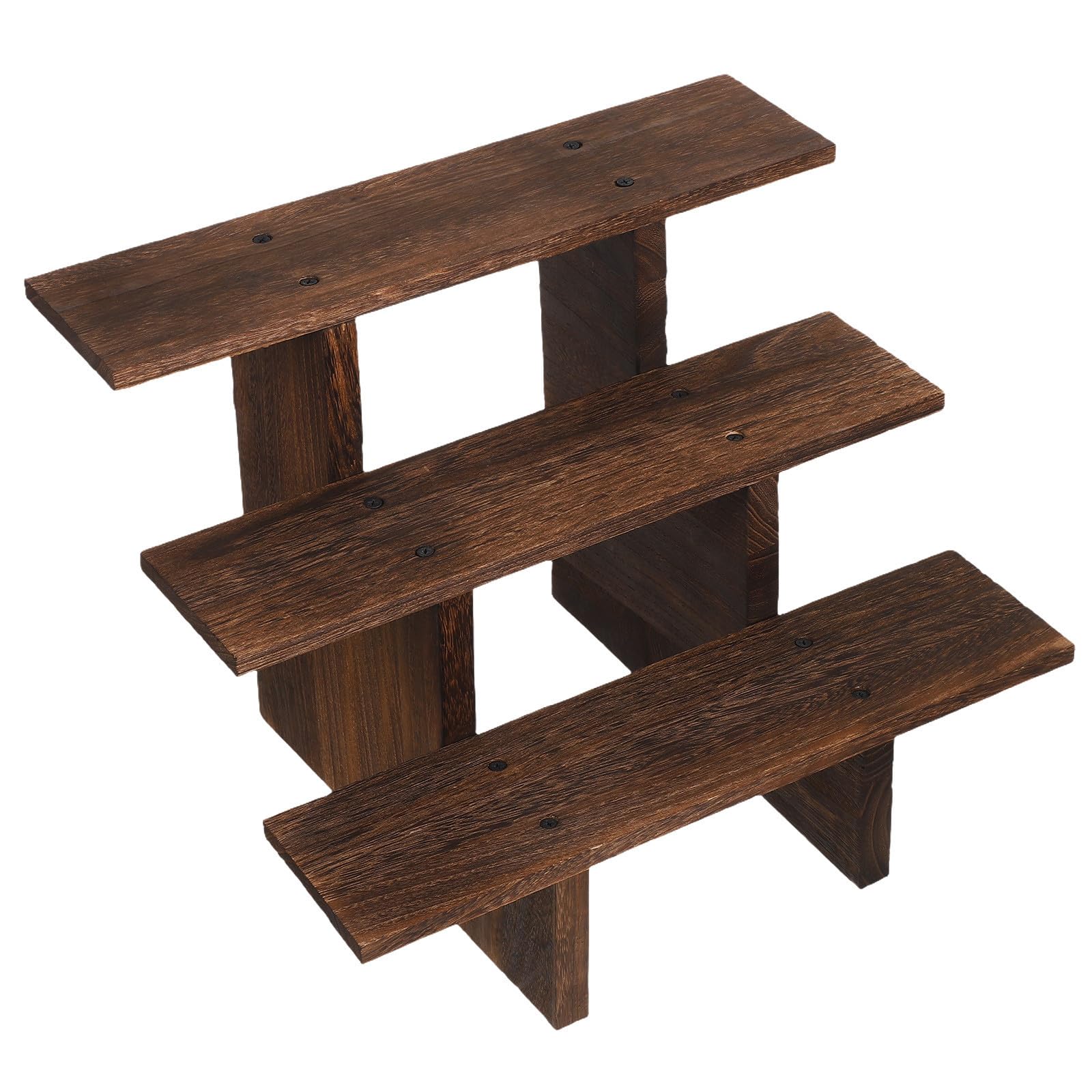 Holzständer Dreistufig 40cm, Kaffeefarben, für Schmuck und Sukkulenten