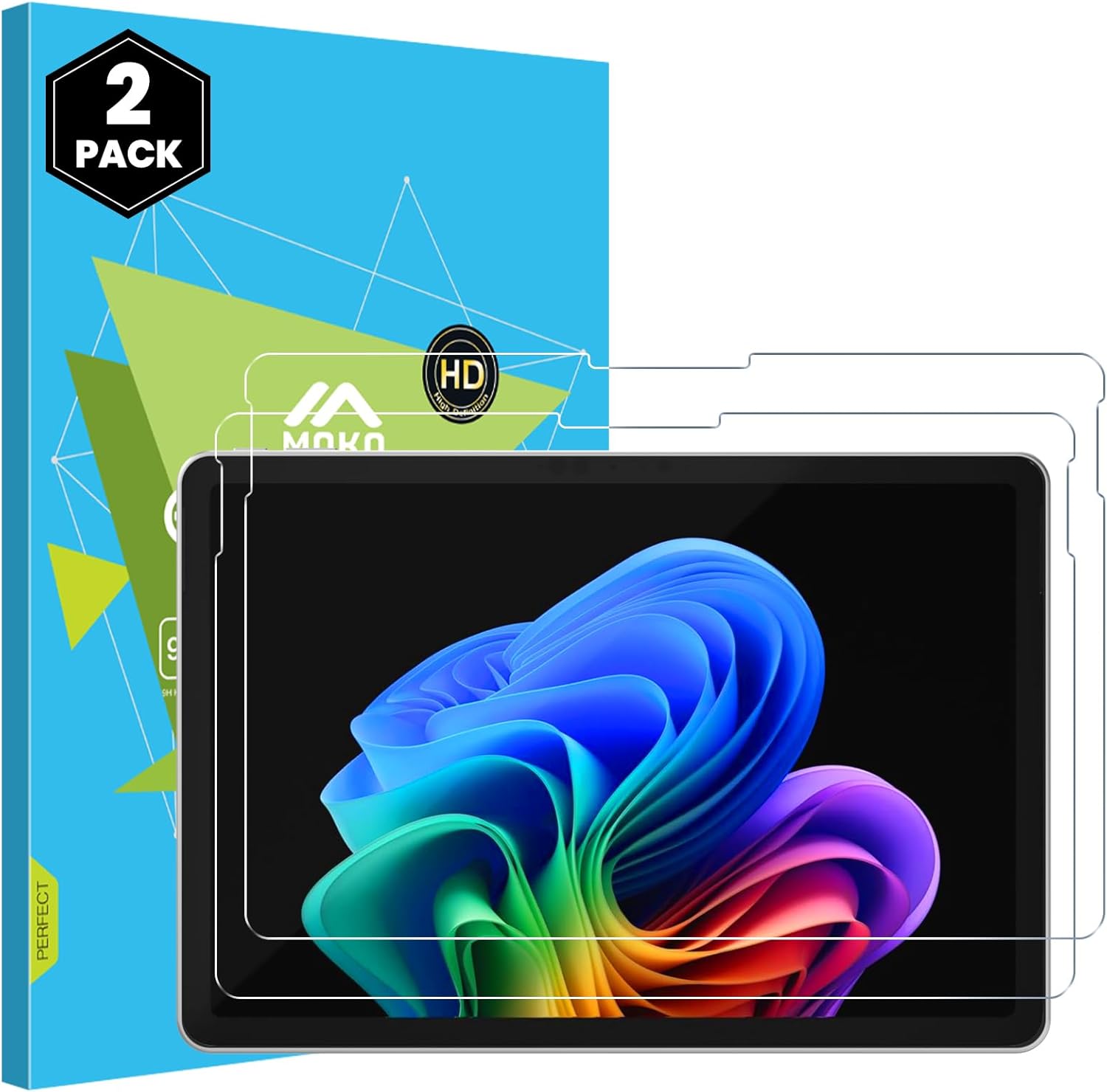 MoKo 2 Pack Protector de Pantalla para Surface Pro 12 pulgadas 2025, Vidrio Templado 9H