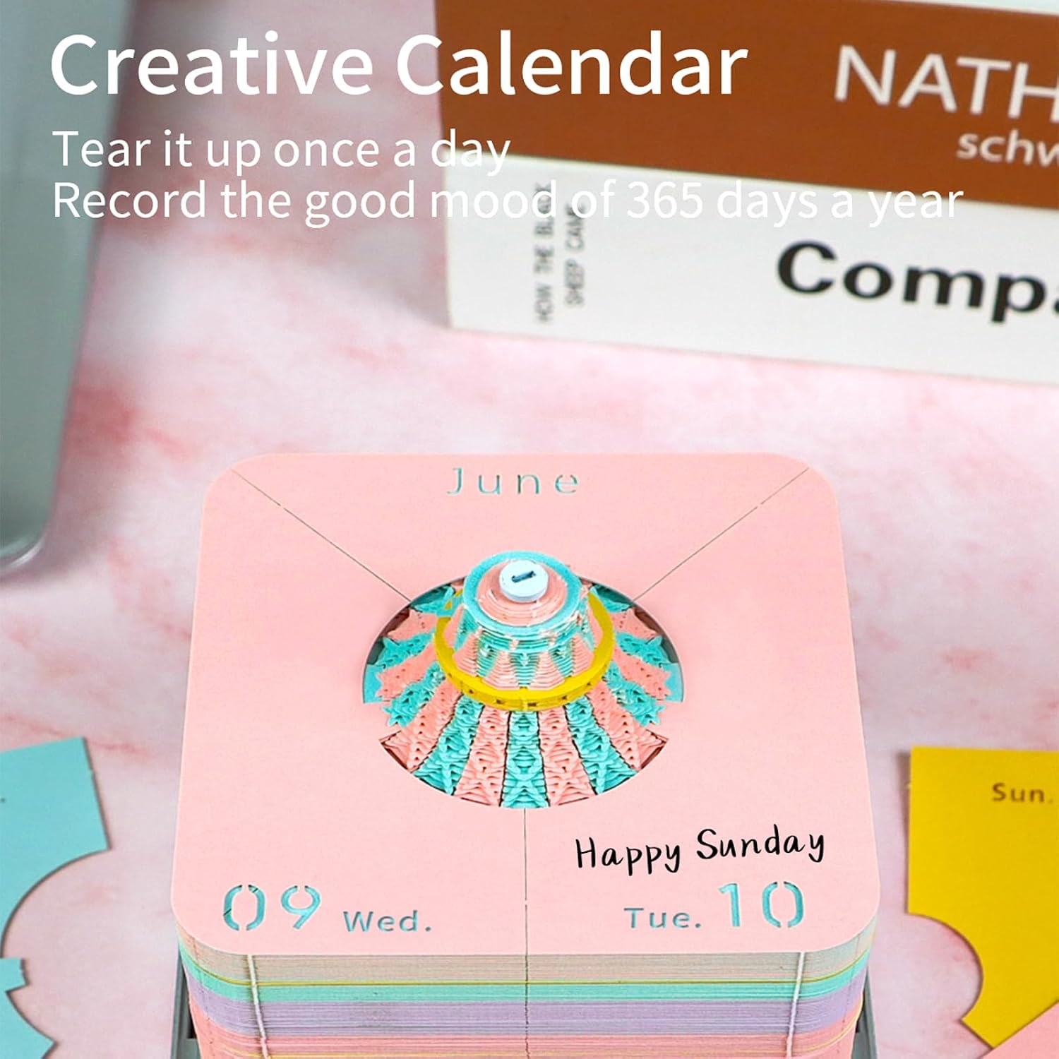 3D Calendar 2026, Time Piece Calendar 2026, 3D Tear-Off Art Desk Calendar W LED Lights, Creative 3D Memo Pad Paper Art Tree House DIY Paper Carving.