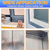 Vista 4 de Cinta de Sellado Transparente para Ventanas contra el Clima 2 Pulgadas x 33 Pies Cinta de Sellado de Aislamiento para Ventanas Transparente Sin