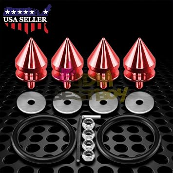 JDMBESTBOY Red Spiked Quick Release Fasteners for Car Bumpers Trunk Fender Hatch Lids Kit