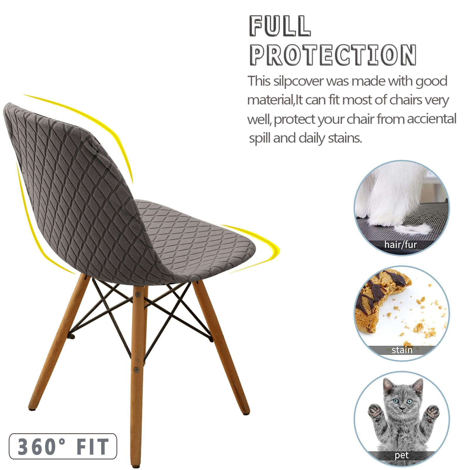 Set di 2/4/6 coperture per sedie da Pranzo, Copertura per Sedia Moderna della metà del secolo per Sedia da Pranzo a Conchiglia, per Cucina, Ufficio, Sala da Pranzo e Soggiorno,G,6pack