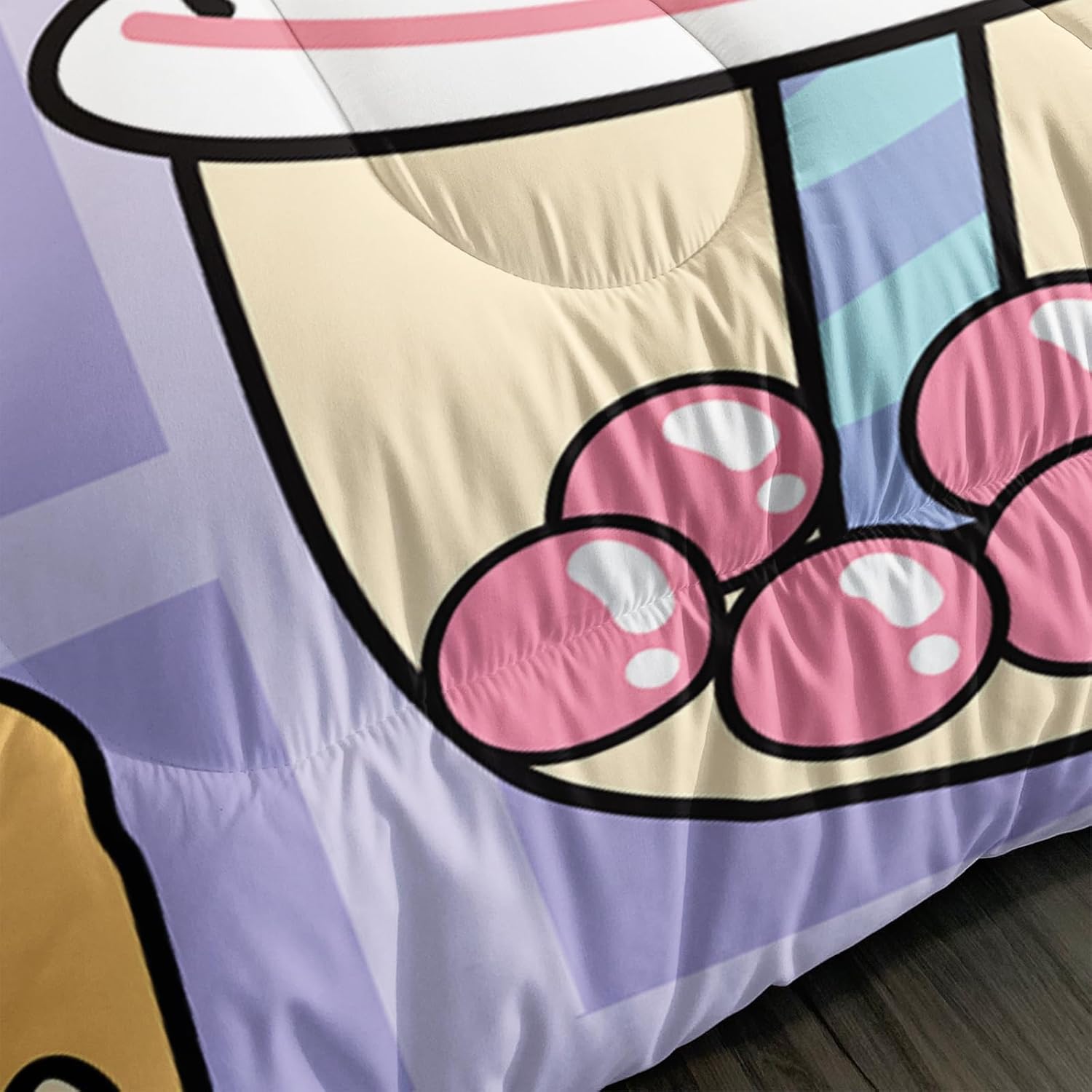 QOOMO Kawaii Bear Comforter Set for Kids Teens Girls Women, Cute Bear Kids Bedding Set,1 Comforter with 2 Pillowcase, Microfiber 3 Piece Bedding Set,for All Seasons, Twin Size