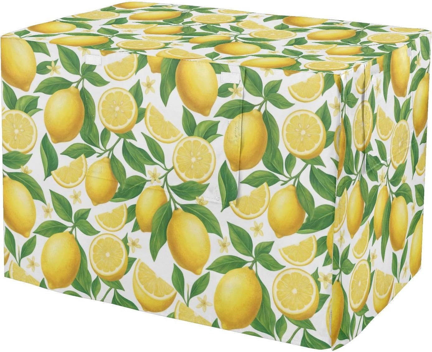 Duty 600D Silver Coated Dog Crate Cover, Water-Resistant Lemon Print Pet Kennel Canopy with Mesh Windows for Optimal Ventilation, Universal Fit for Standard Wire Cage, Indoor & Travel