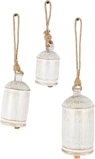 Deco 79 Metal Decorative Cow Bells, Set of 3 Cowbell 10", 7", 5" H, White