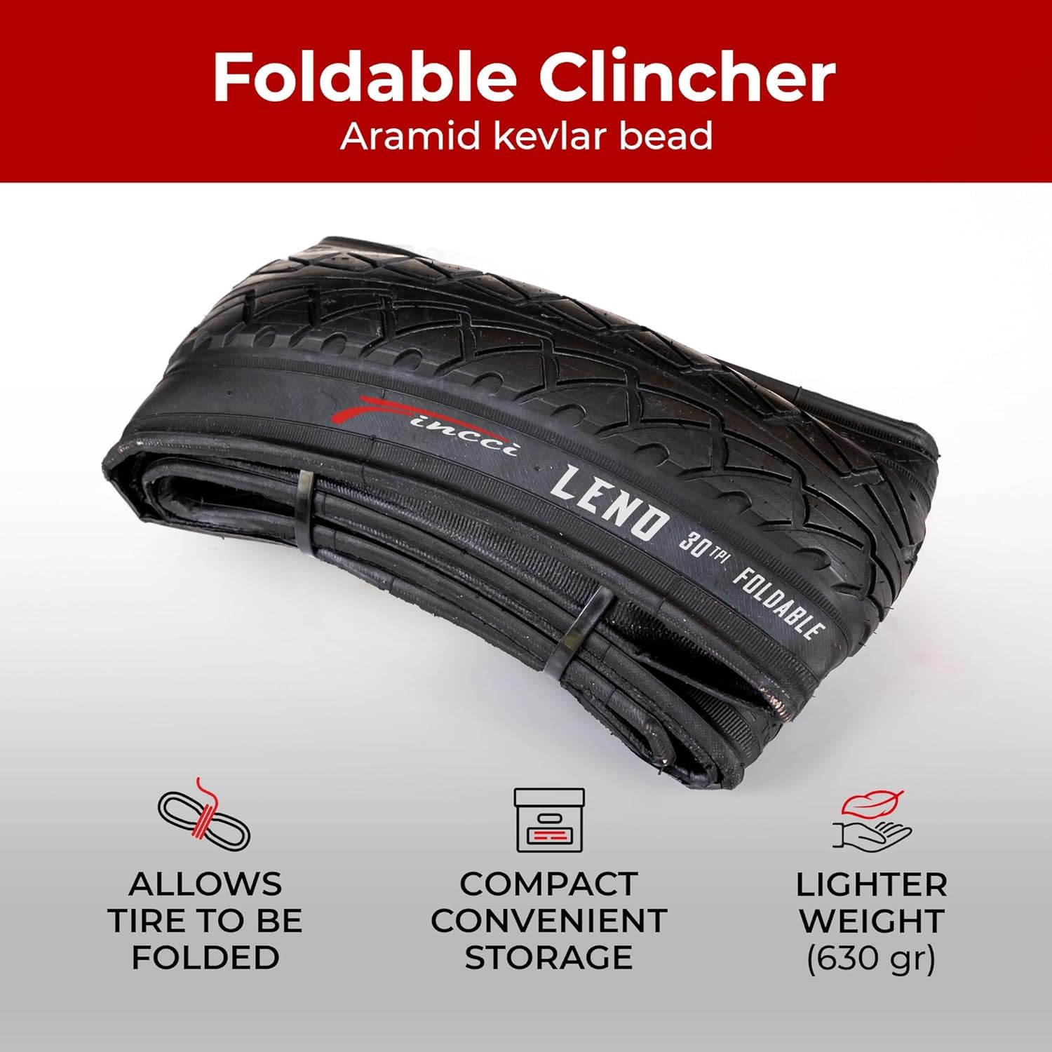 Fincci 26 Zoll Fahrradreifen City Slick - 26x1.95, Faltbar, 50-559 Für Stadt, MTB & E-Bike