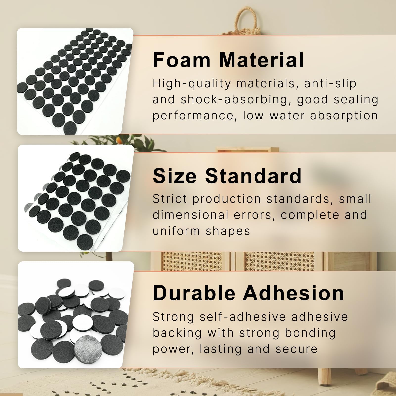 108 Stück Filzgleiter 15mm - Selbstklebend Für Möbelschutz