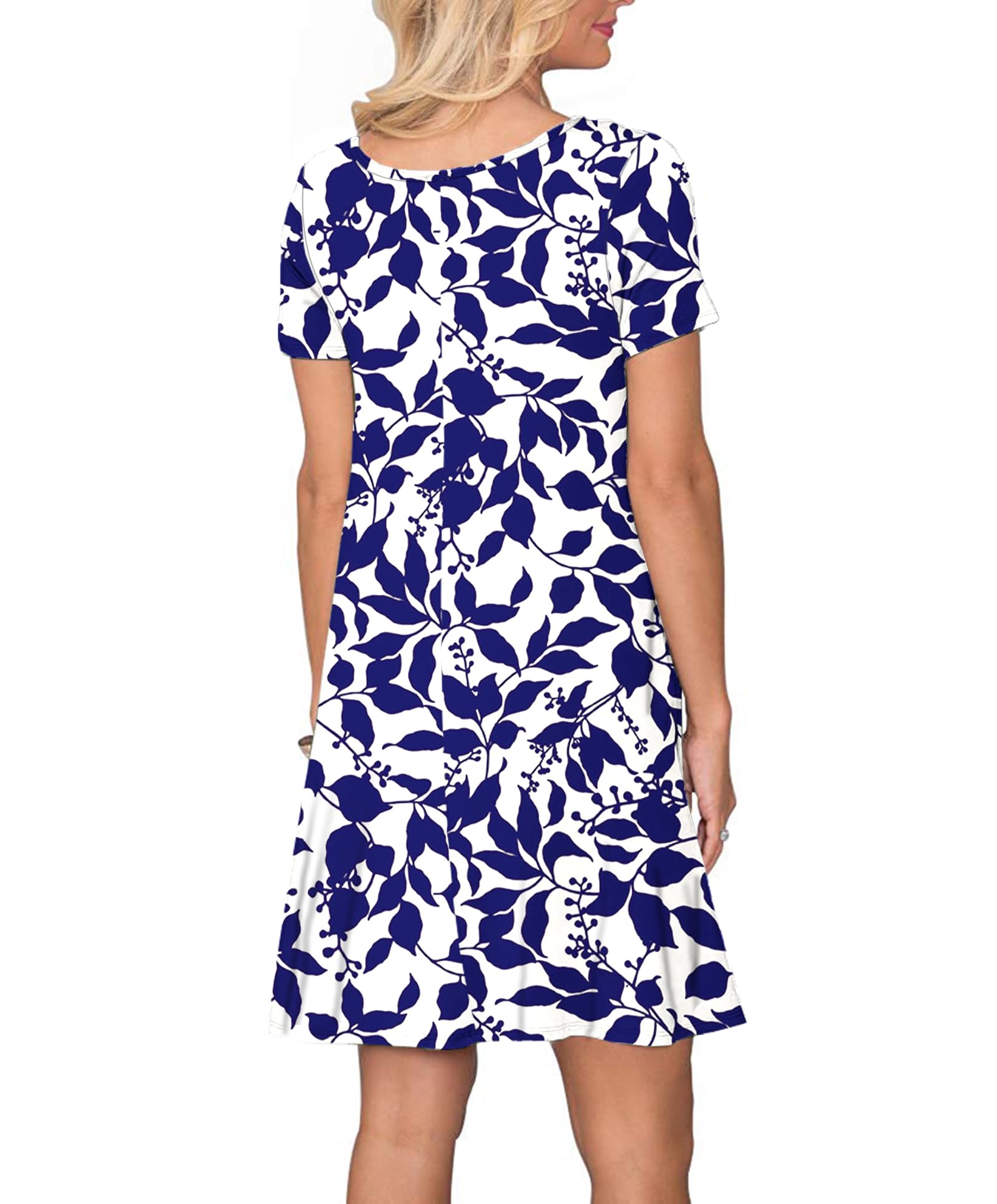 AUSELILY Abito Estivo Donna T-Shirt Casual Vestito a Manica Corta Abiti Corto con Tasche Scollo a Rotondo