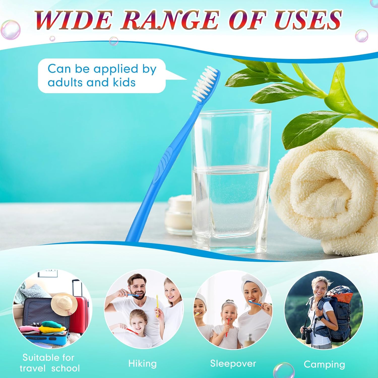 Tioncy 500 Pieces Disposable Toothbrushes Individually Wrapped Toothbrushes Bulk Soft Bristle Tooth Brush Travel Manual Brush for Adults Camping Homeless Office Dental Care