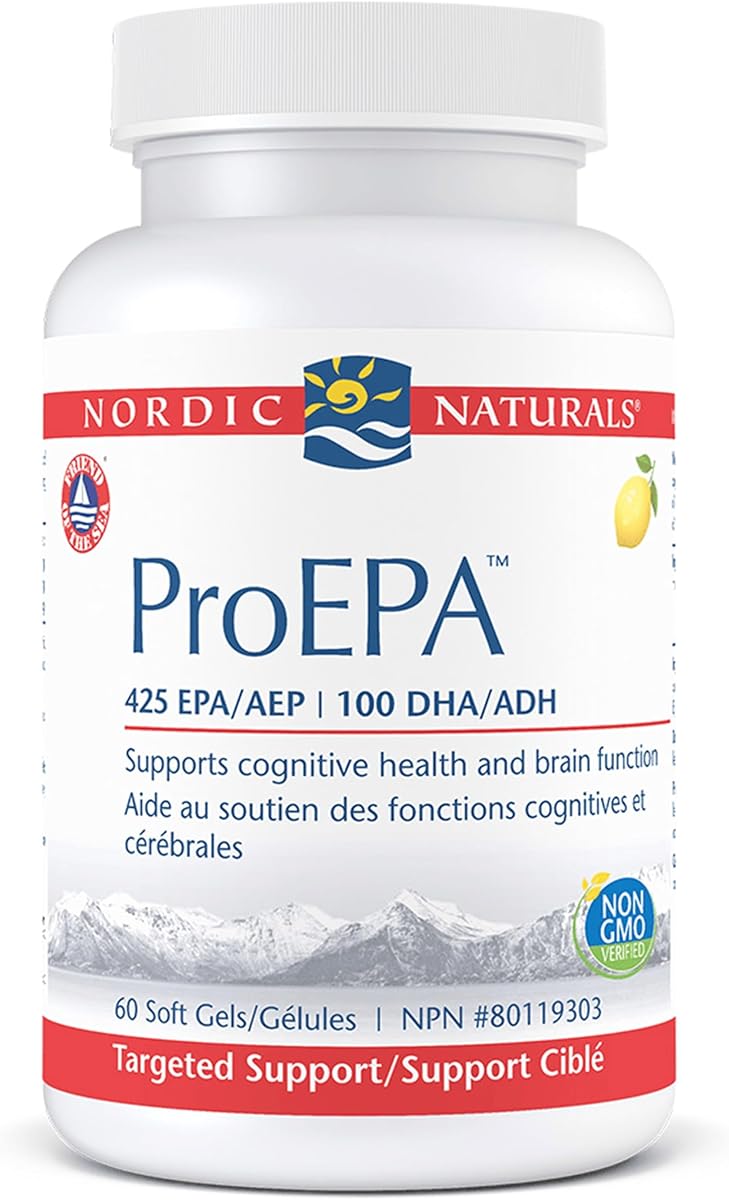 Nordic Naturals ProEPA – Omega 3 Fish Oil Capsules, Fish Oil Supplement for Cognitive Health, EPA & DHA Supplement – Lemon Flavour, 60 Soft Gels, 30 Day Supply