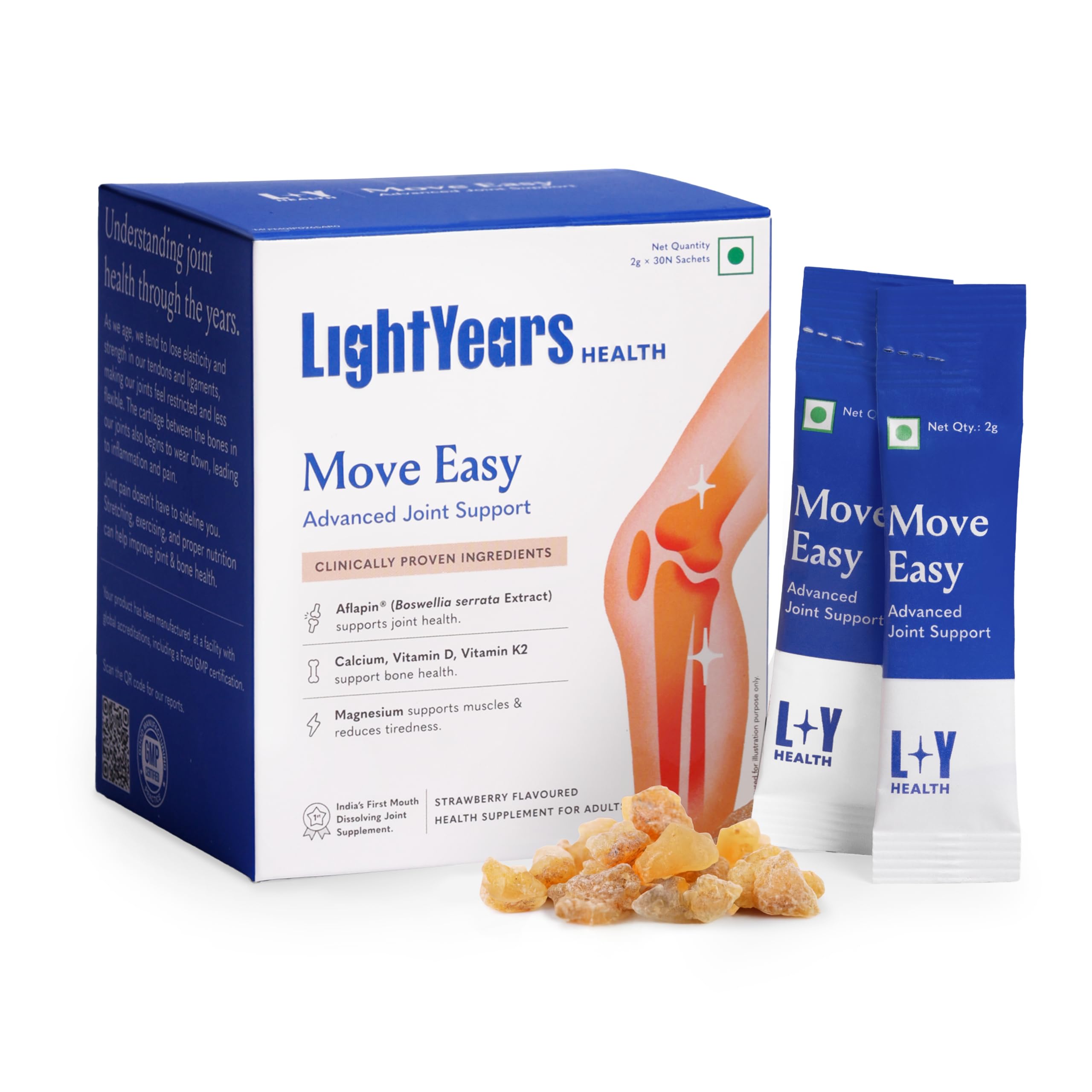 Move Easy by Lightyears | Advanced Joint Support Supplement | Clinically Proven Ingredients | Boswellia Serrata, Magnesium, Calcium, Vitamin D, Vitamin K2-7 | Mouth-Melting Powder |-image-40