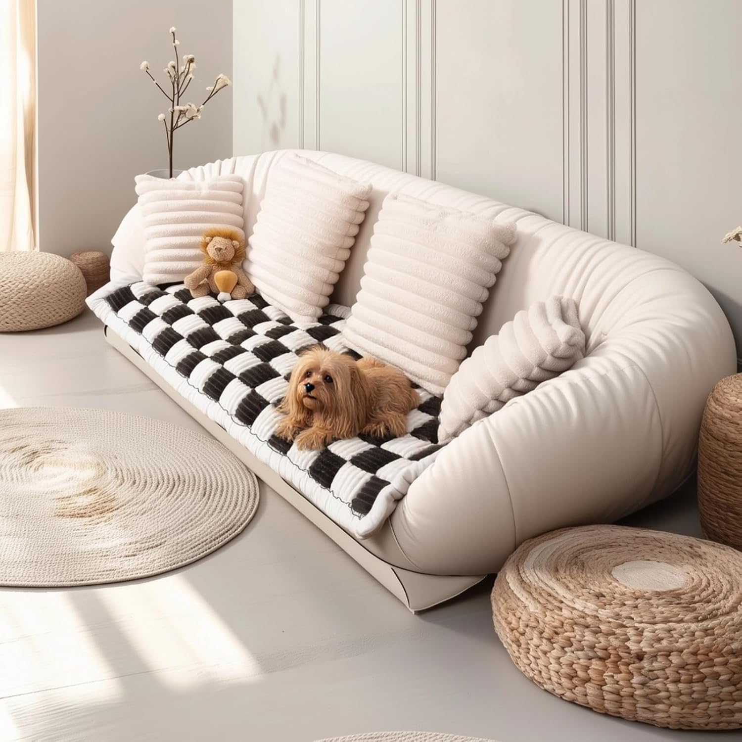 Dog Couch Cover Protector, Couch Covers for Sofa, Velvet Soft, Non Slip, Washable (Black, 27.6 * 70.9inch) Bed Mat L: 27.6"*70.9" Black