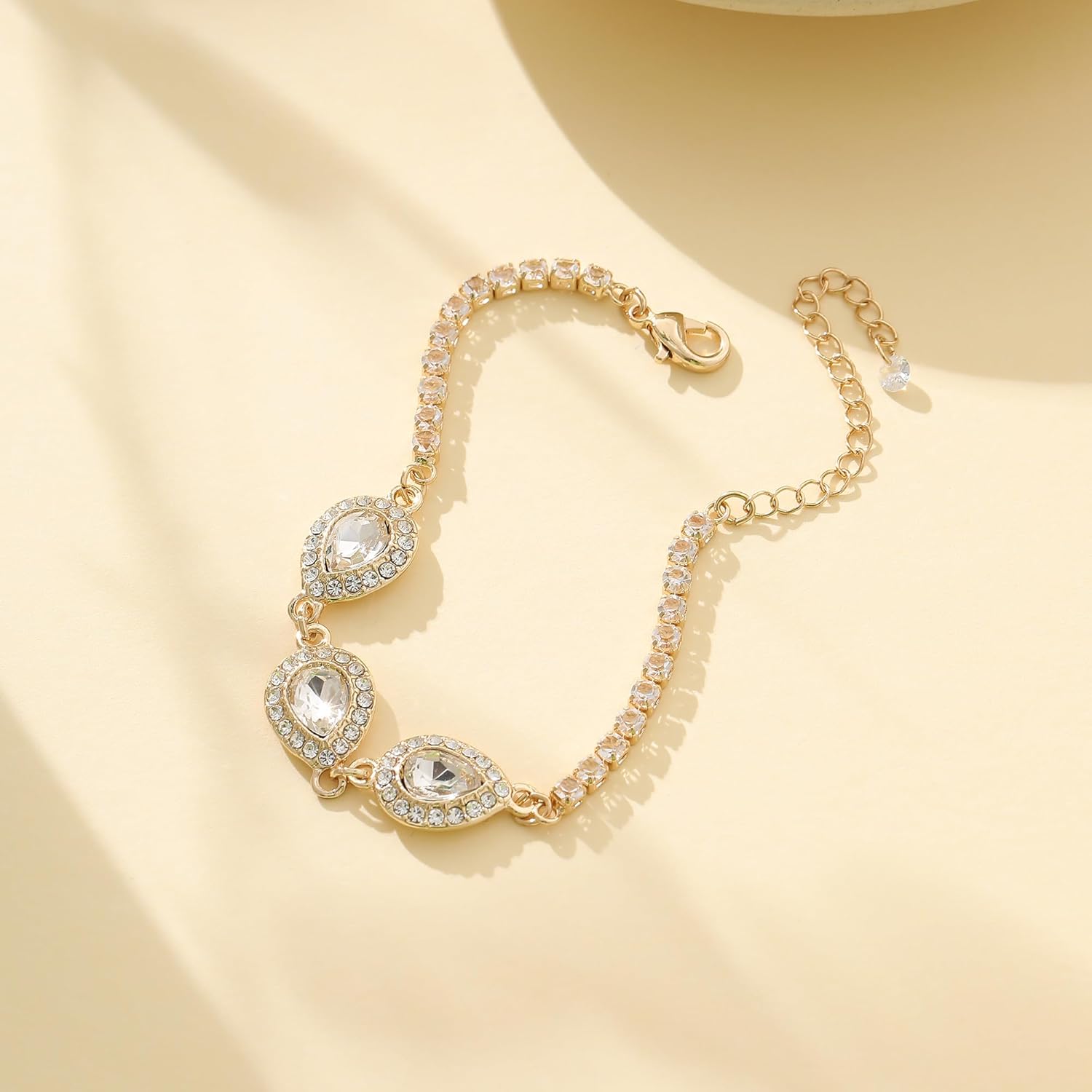 Teardrop Jewelry Set for Bridal Bridesmaid,18K Gold or Rose Gold or Silver Plated Necklace Earrings Bracelet Set For Wedding Gift