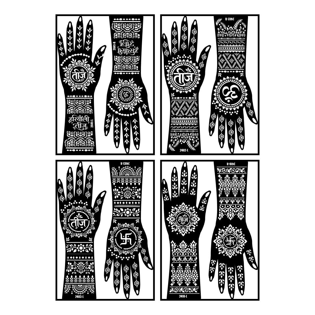 VOORKOMS Mandala Floral Pattern With Om Art Mehndi Stencil Sticker For Elegant Look-image-10