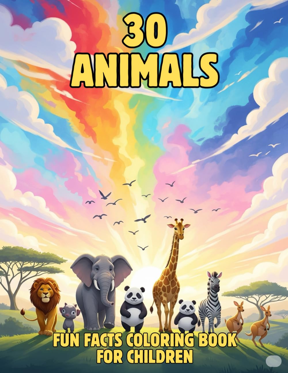 30 Animals: Fun Facts Coloring Book for Children, Educational for Ages 4–8, Adorable, Bold-Line Illustrations Paired with Fascinating Animal Facts