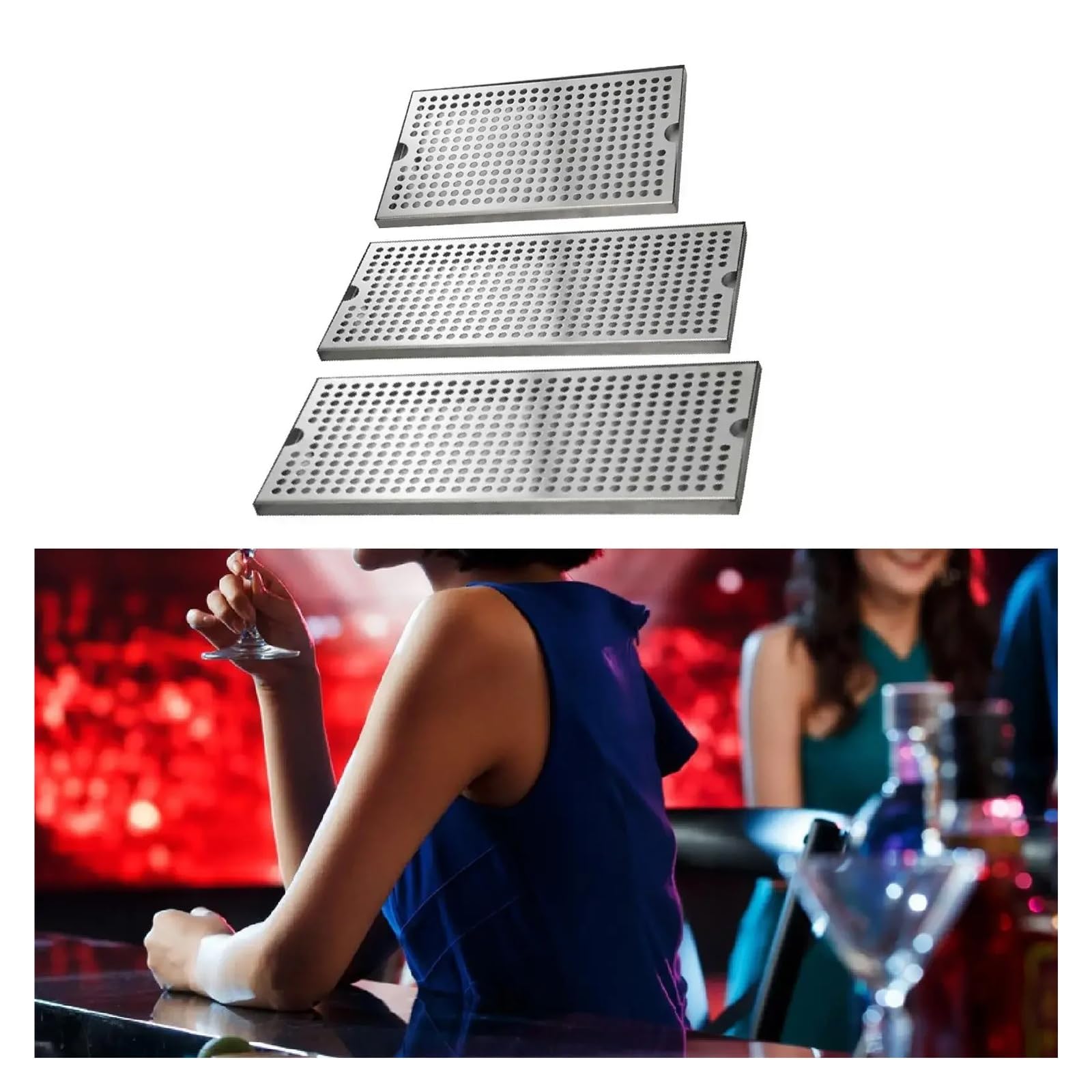 Biertropfschale aus Edelstahl – Geschenkset – Zubehör für Hausbar und Teezeremonie – Tropfschale (50 x 17,5 x 1,5 cm) – Ideal für Teestuben und Partys