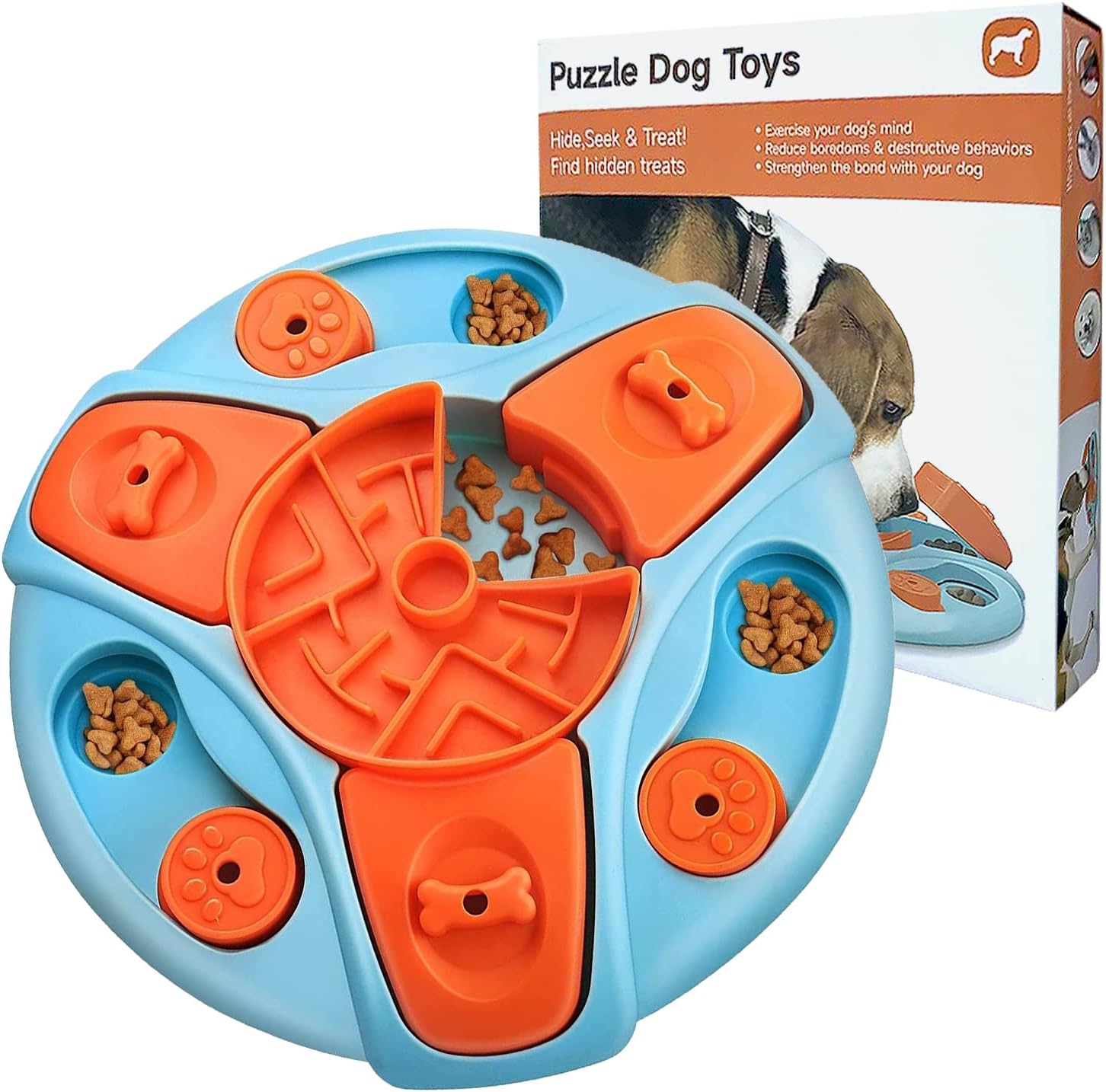 Pet Dog Food Puzzle Toy, Puppy Cat Treat Dispenser Feeder Interactive