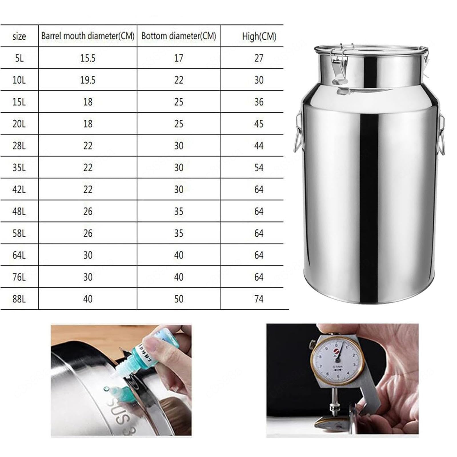 Lata Para Aceite Con Tapón Hermético Bidón Para Vino De Acero Inoxidable,Nofaucet-28L