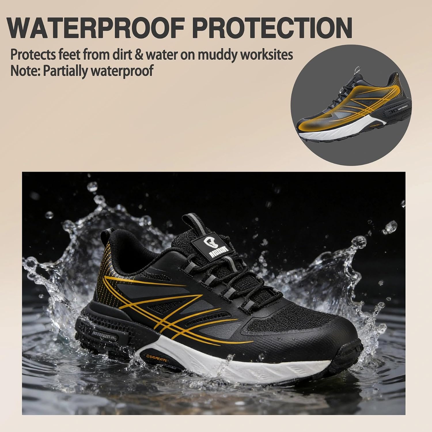 Hogent Steel Toe Shoes for Men Women - Non Slip Work Shoes - Puncture Resistant & Lightweight Safety Sneakers for Construction, Warehouse, Factory, Mechanics