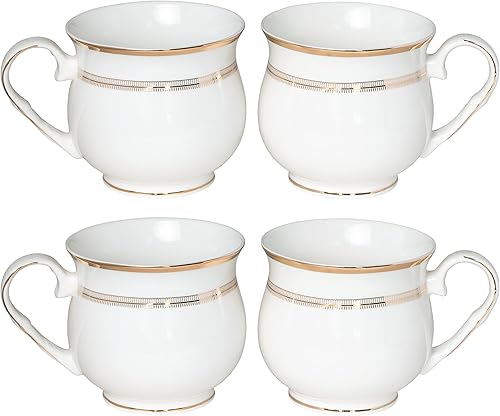Miniatura 1 de Gracie China Pure Grace - Juego de 4 tazas de chocolate de porcelana de oro blanco de 13 onzas