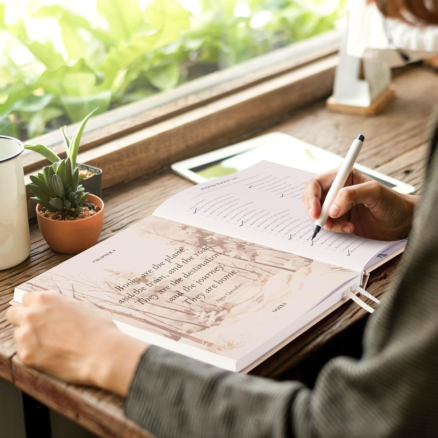 Lanpn Reading Journal Book Journal for Book Lovers Readers, 9.3" x 7.7" Book Tracker Journal, Linen Hardcover Reading Log Book with 52 Book Reviews, 158 Pages Reading Notebook Bookish Gifts (Green) - Image 6