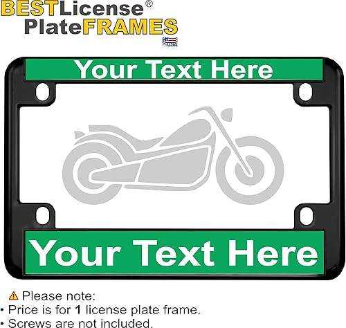 Vista 31 de Marco de matrícula personalizado de metal negro (Zinc) grabado con láser, tamaño estándar con diseño de texto personalizado, texto acero/negro