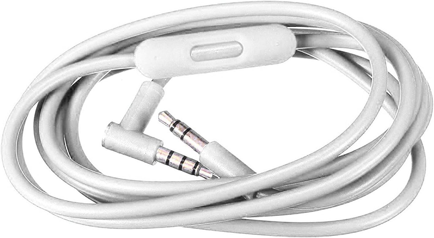 Replacement Audio Cable Cord Wire with In-line Microphone and Control For Beats by Dr Dre Headphones Solo/Studio/Pro/Detox/Wireless/Mixr/Executive/Pill (White)