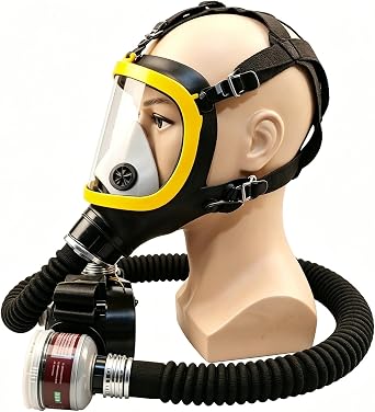 Continuous Airflow Powered Full Face Respirator With Rechargeable Blower, Heavy Duty PAPR System Kit, Breathable Positive Pressure Mask For Spray Painting, Sanding, Grinding & Industrial Work