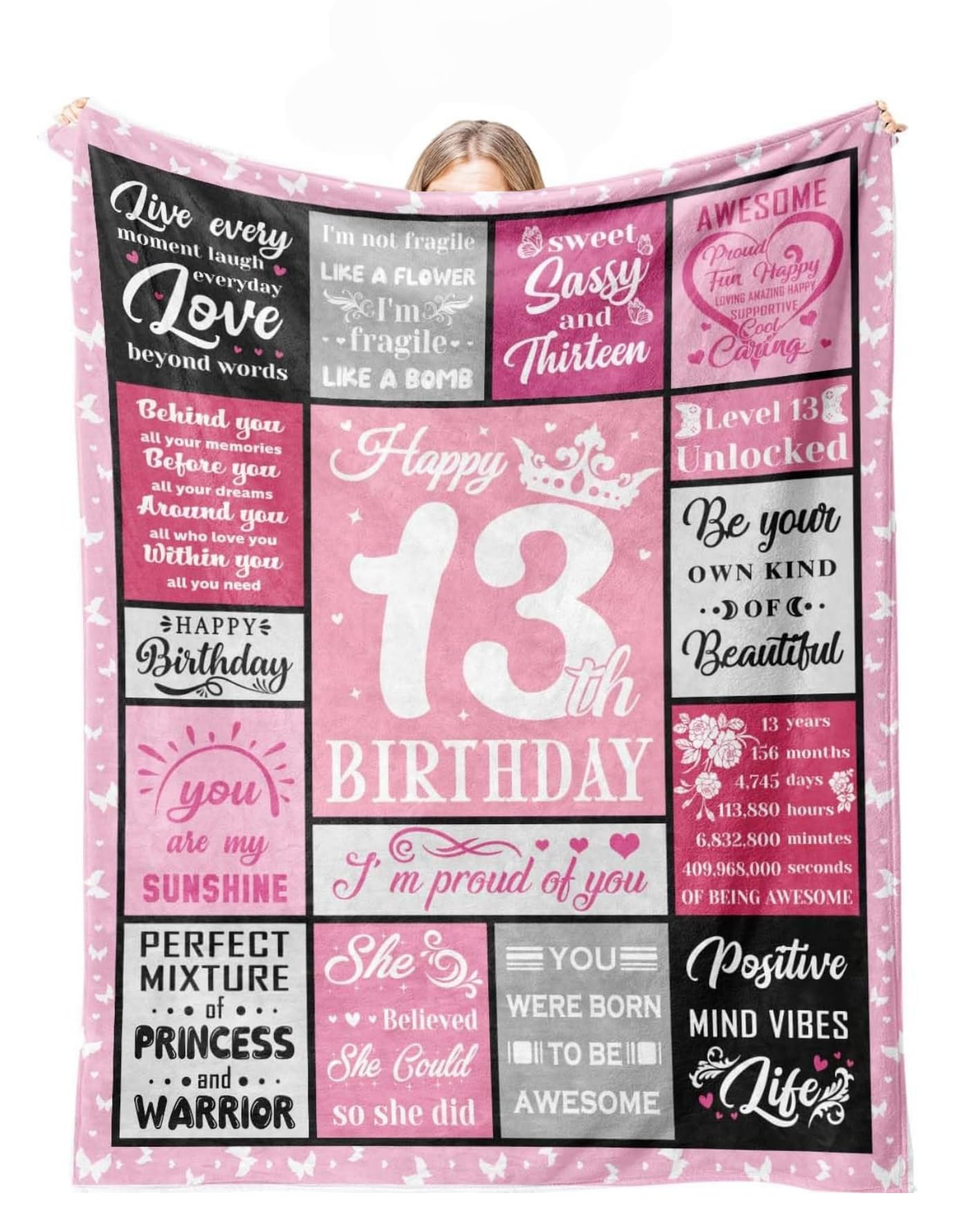 Décorations de 13e anniversaire pour filles : grand plaid cadeau original