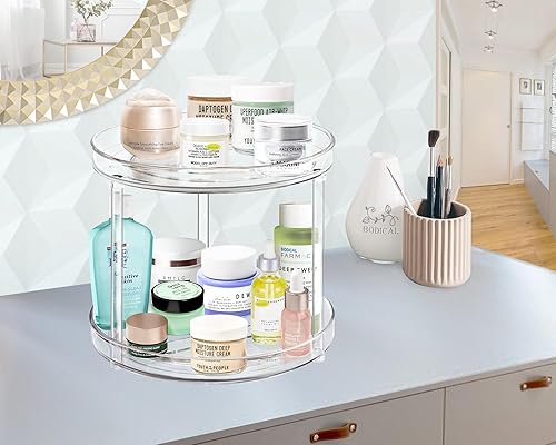 Miniatura 2 de 360 Rotating Lazy Susan Bathroom Organizer Countertop, 2 Tier 10.6inch Makeup Organizers for Vanity, Skincare Organizers Perfume Organizer for
