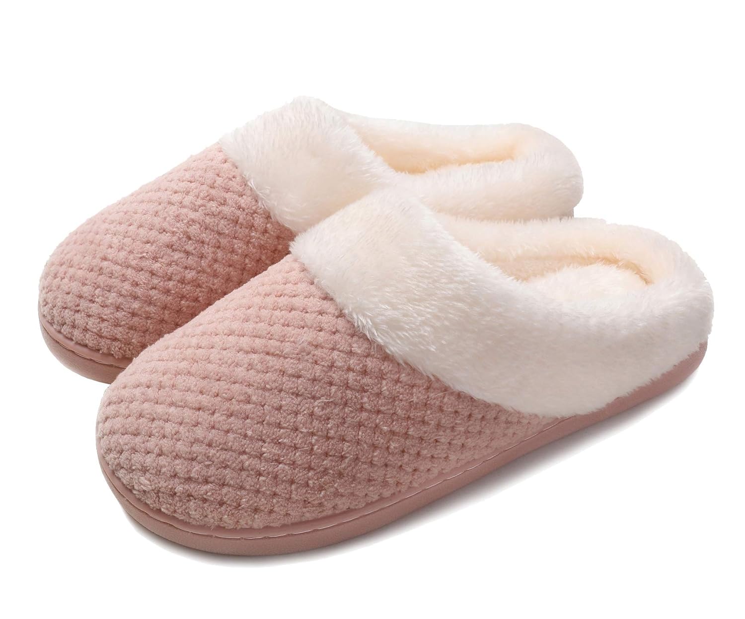 Womens Cozy House Slippers Memory Foam Furry Bedroom Slippers Anti-Slip Sole for Indoor Outdoor Use
