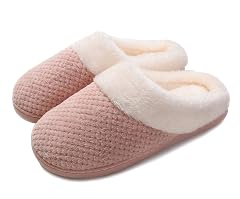 Womens Cozy House Slippers Memory Foam Furry Bedroom Slippers Anti-Slip Sole for Indoor Outdoor Use