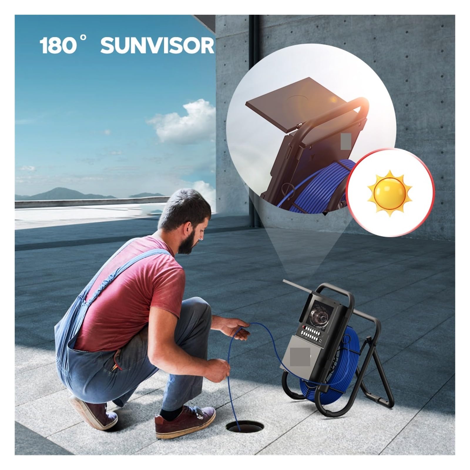 Kamera inspekcyjna endoskopowa, 7 "kamera endoskopowa DVR do kanalizacji z (lokalizator 512HZ samopoziomujący) licznik liczników rurociągi rura spustowa kamera inspekcyjna do kanalizacji(10m,23mm Mete