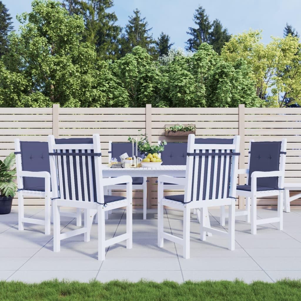 vidaXL Coussins de Chaise à Dossier Bas Lot de 6 Bleu Marine Tissu