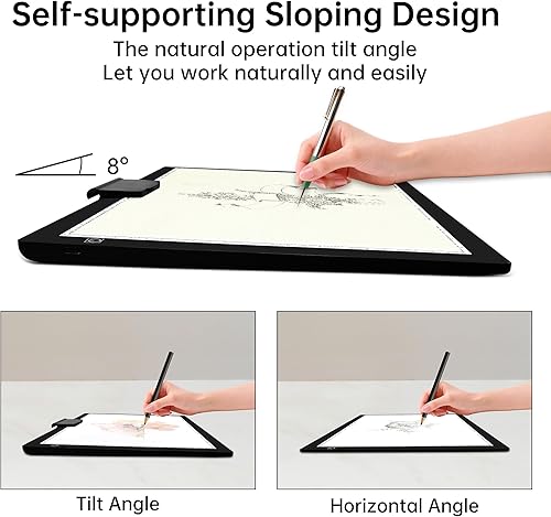 Miniatura 9 de Mlife Almohadilla de luz A3, caja de luz de batería integrada, temperatura de 3 colores, brillo continuo, tablero de luz LED recargable para trazar,