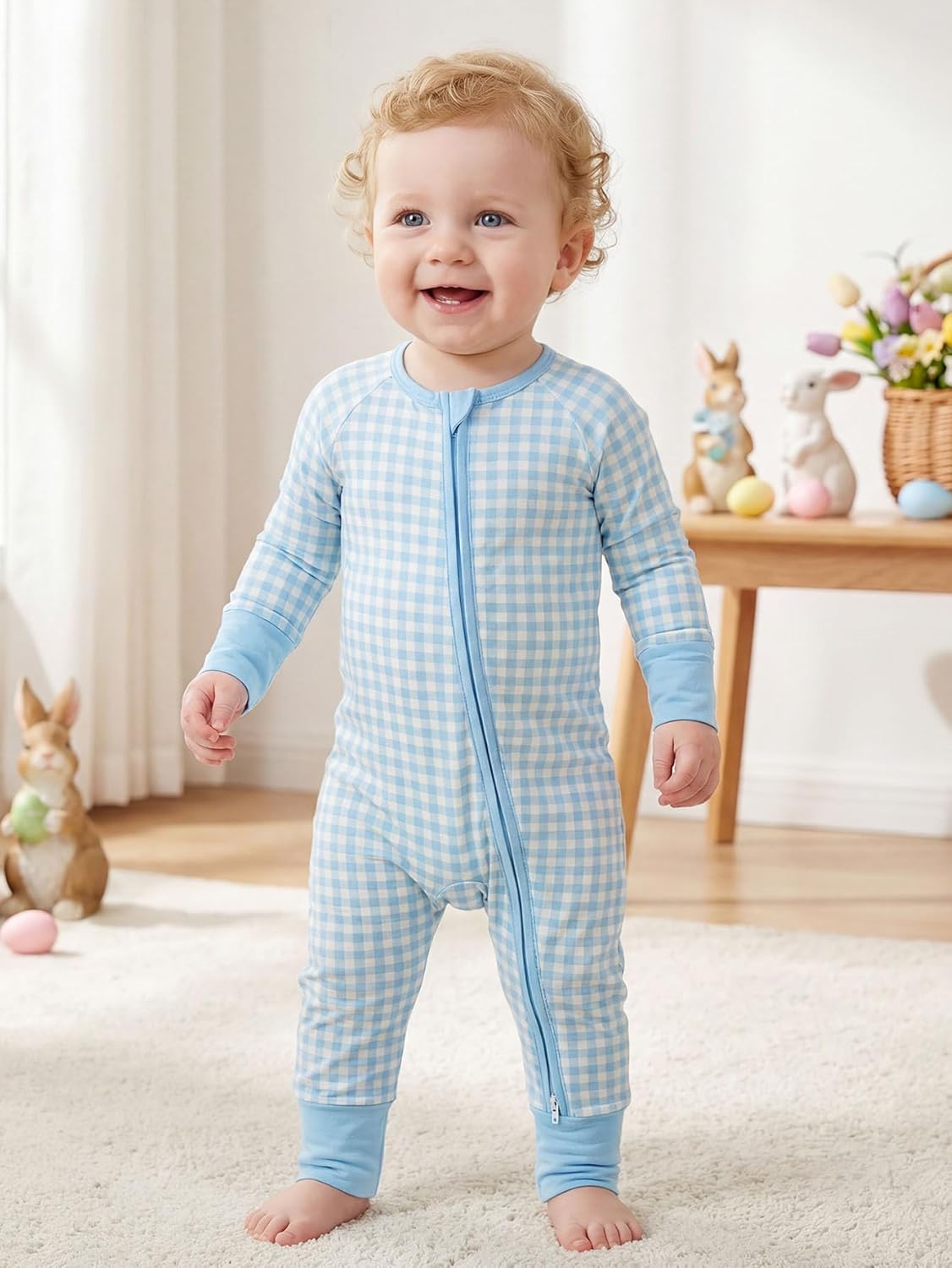 MOSSRIVER Bamboo Viscose Baby Footies with Mitten Cute Prints Long Sleeve Romper Jumpsuit Toddler One-Piece Outfits
