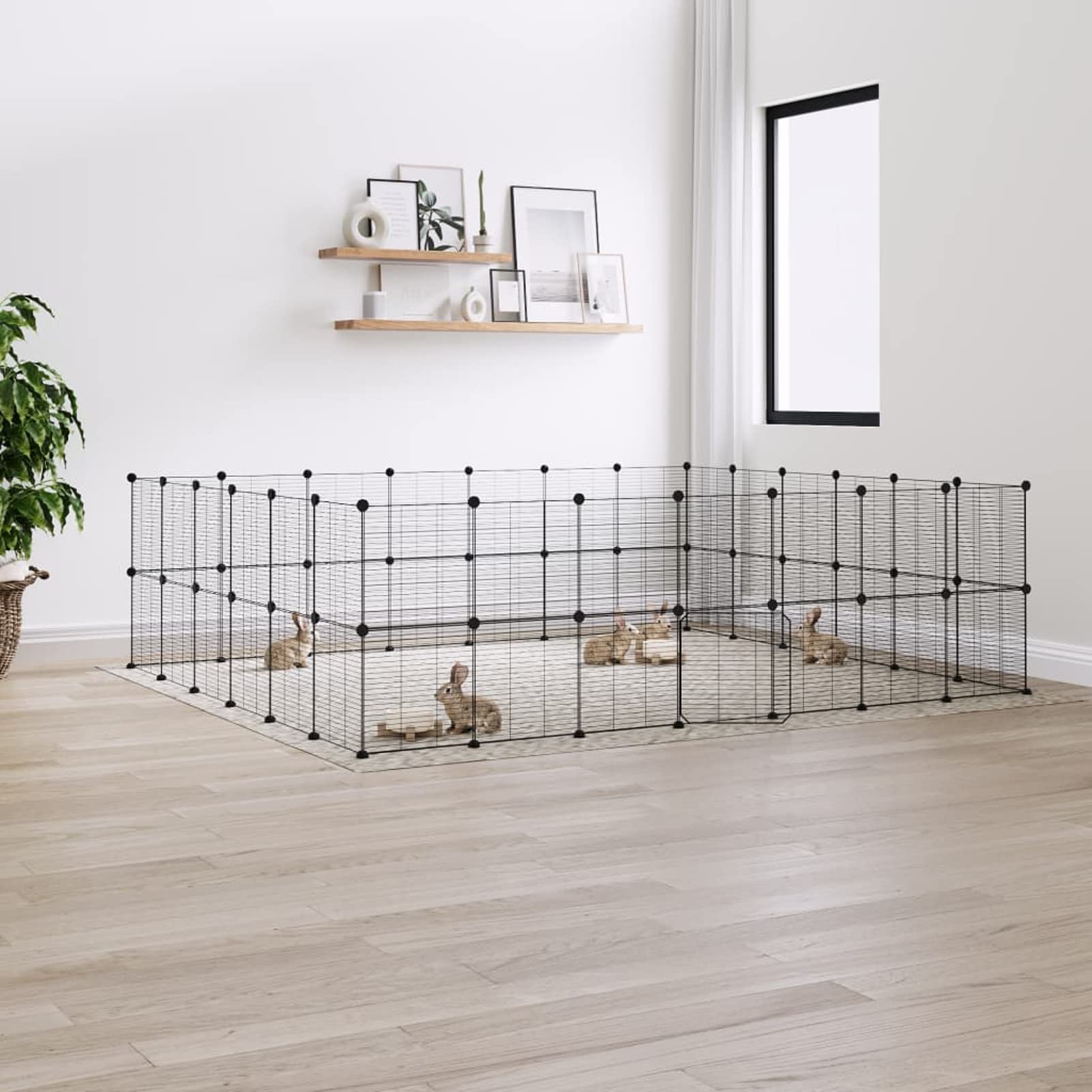 LAPOOH Gabbia per Animali 52 Pannelli con Porta Nero 35x35 cm Acciaio,Animali Domestici - Articoli,Articoli per Animali di Piccola Taglia,Habitat/Gabbie Piccoli Animali(SPU:3114047)