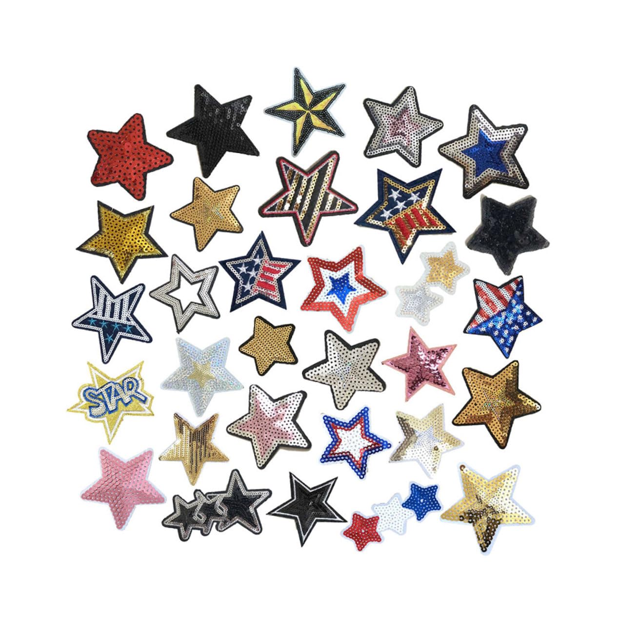 STOBOK 62pezzi Toppe Adesive Paillettes Forma Di Stella Applicazioni Ricamate Per Giacche Jeans Borse e Progetti Creativi Stile Misto