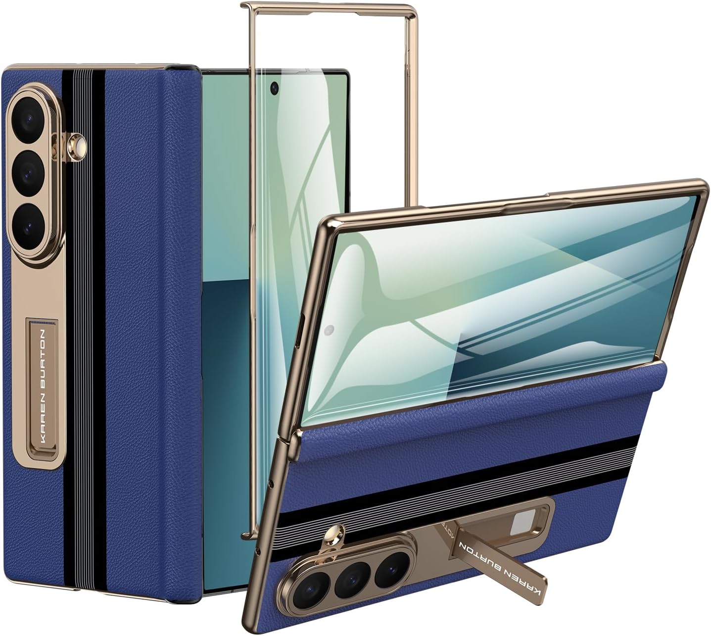 for Samsung Galaxy Z Fold 7 Phone Case [Luxury Genuine Leather] [Full Body Hinge Protection] [Built-in Screen Protector] [Kickstand Slim Phone Cover] for Galaxy ZFold 7 (Royal Blue)