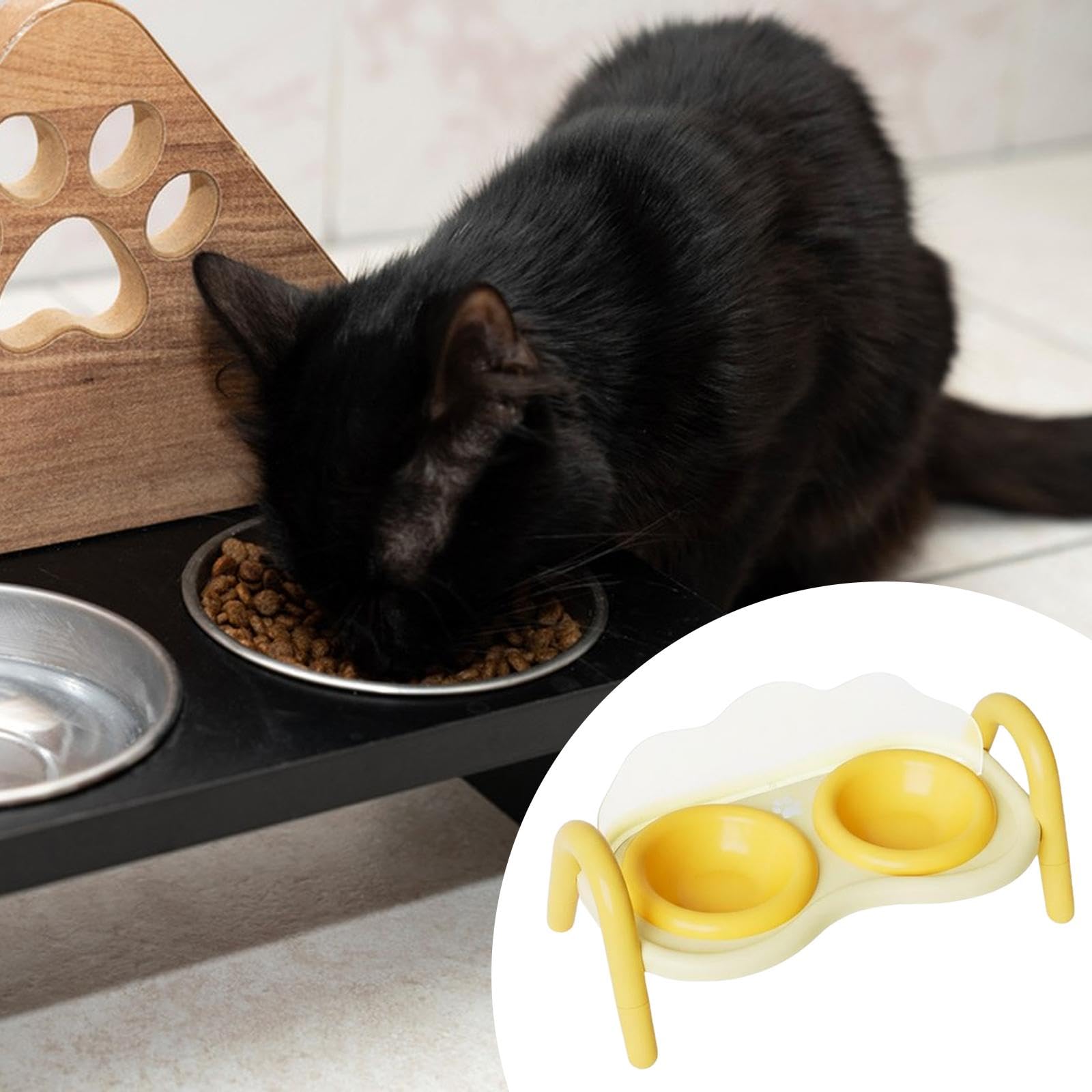 Ciotole Rialzate per Gatti, Ciotole in Ceramica per Animali Domestici, Stazione di Alimentazione per Gatti e Cuccioli, Ciotola Doppia per