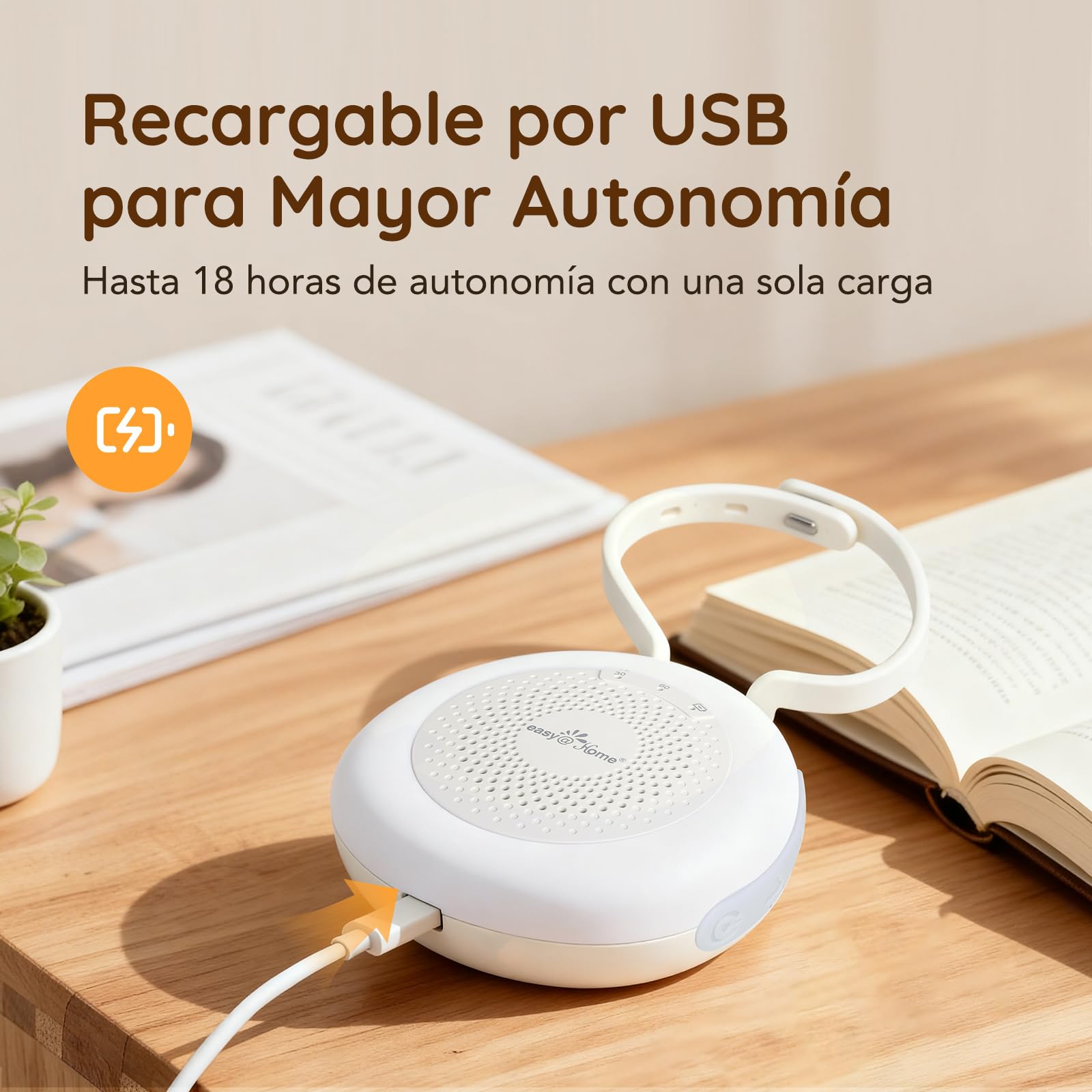 Easy@Home Máquina para ruidos blancos portátil con 30 sonidos relajantes, temporizador automático y luz nocturna | Ideal para bebés y adultos, generador de ruido blanco para dormir y relajarse