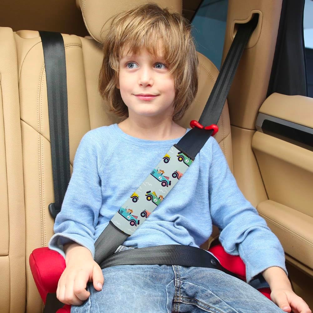 BAOZOON 4 Pcs Sublimation Blanks Car Seat Belt Pads Cover Heat Transfer Neoprene Replacement Shoulder Strap Pads Blank Car Seatbelt Shoulder Pads Strap Cover for Kid